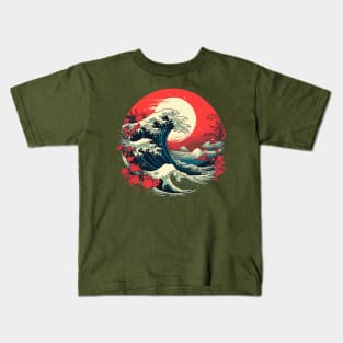 The Japanese Great Wave Sunset for Japan art lovers Kids T-Shirt